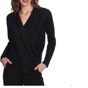 1.STATE - cozy knit top - black - size S